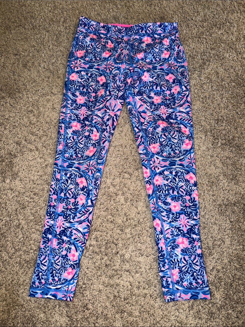 Lilly Pulitzer Girls' Pink & Blue Floral Print Luxletic Leggings